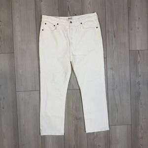 NWT AGOLDE Riley High Rise Straight Leg Crop Jeans‎ White Womens Size 32